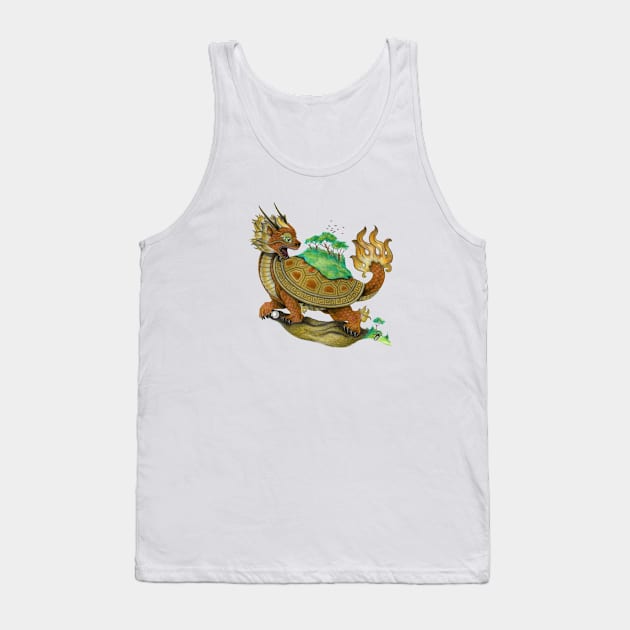 Bronze Asian Turtle Dragon Tank Top by Sandra Staple